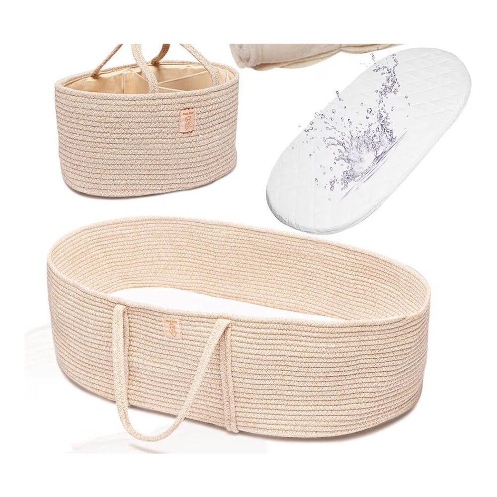 NWT D’Or Baby Changing Basket- Unisex Baby Moses Basket Set of 3 Pieces, Waterpr